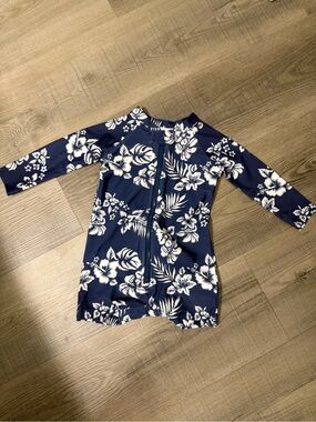 Baby Hurley Navy Blue Floral Rash Guard Swimsuit